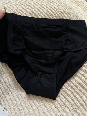 Swimsuits For All Black High-Waist Ruched Bikini Bottom